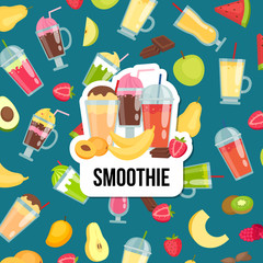 Poster - Vector flat smoothie elements background with place for text illustration