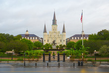 St. Louis Cathedral At French Quarter In New Orleans, Louisiana, USA.