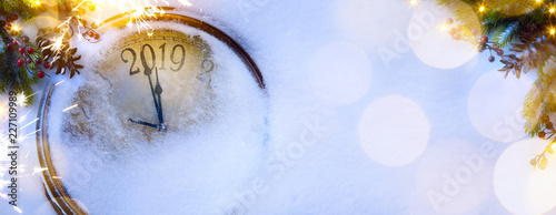Cuadros en Lienzo art Christmas and happy new years eve background; 2019