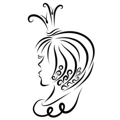 Wall Mural - Princess with a creative haircut and long eyelashes, profile