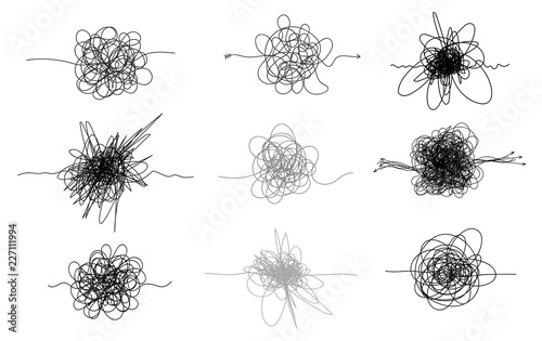 Fotomural Set of hand drawn scrawl sketch