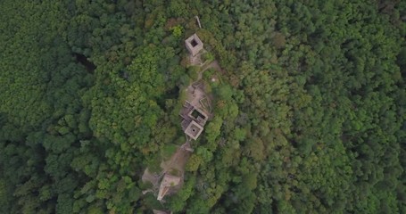 Wall Mural - Aerial Vertical View of the Three Castles Of Eguisheim, Alsace¬†(Slow Panning)