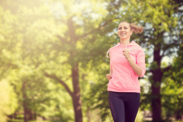 Wall Mural - fitness woman training and jogging in summer park