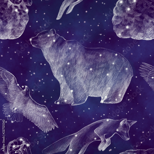 Cotton fabric Constellation pattern