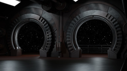 Wall Mural - Space environment, ready for comp of your characters.3D rendering