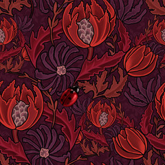 Find a ladybug seamless pattern