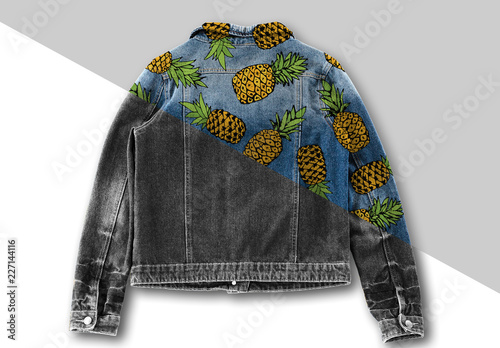 patterned denim jacket