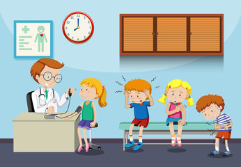 Poster - Sick children wait to see doctor