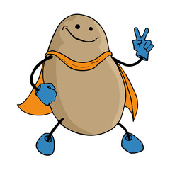 Sticker - potato hero illustration