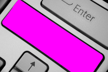 Leinwandbilder - Design business concept Empty template copy space text for Ad website isolated. Keyboard purple key Intention create computer computing reflection document