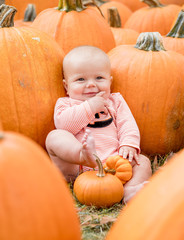 Baby in Pumpkin Patch
