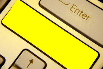 Leinwandbilder - Design business concept Empty copy space modern abstract background. Keyboard yellow key Intention create computer computing reflection document