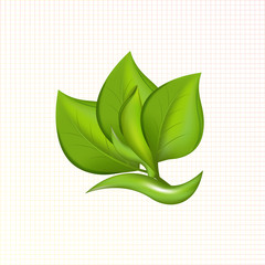 Logo green leafs plant icon vector design