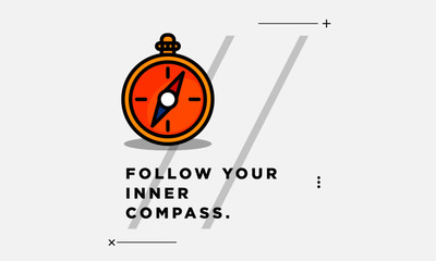Wall Mural - Follow your inner compass Motivational Quote Vector Illustration in Flat Style
