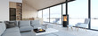 canvas print picture - new modern scandinavian loft apartment. 3d rendering
