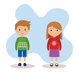 Sticker - couple kids with december clothes