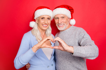 Sticker - Portrait of two nice cheerful positive gentle grey-haired marrie