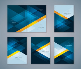 Wall Mural - cover book design set, triangle background vector template brochures
