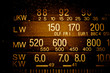 Radio scale, frequency, frequency range, tuner, spoiled film, vintage filter abstract texture background