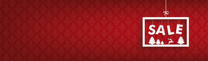 Wall Mural - Red Ornaments Frame Christmas Sale Header