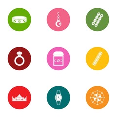 Poster - Gewgaw icons set. Flat set of 9 gewgaw vector icons for web isolated on white background