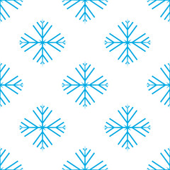 Wall Mural - Vector illustration. Seamless pattern of Snowflakes. Blue Snowflakes on white background.