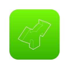 Poster - Two way direction arrow icon green vector isolated on white background