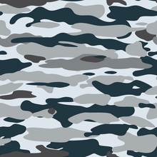 Grey Camouflage Seamless Pattern Background Navy Grey Colors Forest Texture. Abstarct Repeat Camouflage Pattern Vector