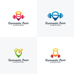 Wall Mural - set of gymnastic logo designs concept vector, fitness center logo template