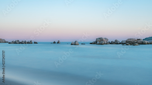 Coucher De Soleil Sur La Plage De Santa Giulia En Corse