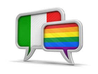Poster - Speech bubbles with flags. Image with clipping path