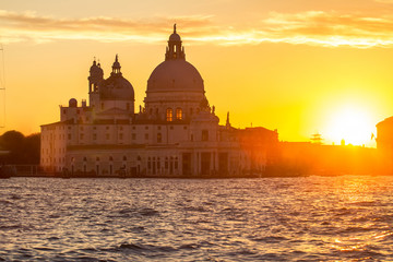 Poster - Sunset behind the Church of Madonna Della Salute in Venice