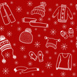 Pattern clothing white outline on red background