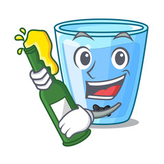 Sticker - With beer glass of mineral water on cartoon