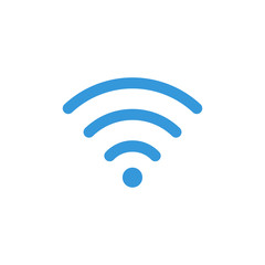 Wi-Fi network icon. Blue Vector Logo. Illustration.