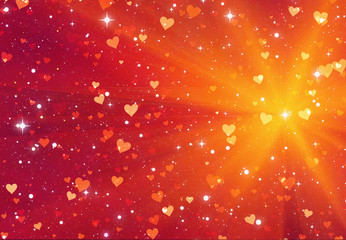 Wall Mural - beauty space stars backgrounds with painted hearts