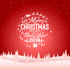 Merry Christmas and happy new year 2018, vector background, design