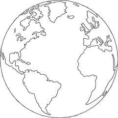 world globe map outline drawing