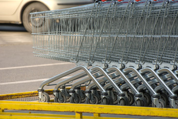 shopping carts in supermarket