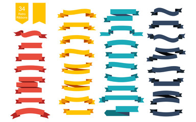 Wall Mural - colorful vector ribbon banners. set of 34 ribbons
