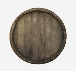 Wall Mural - Wooden barrel top view isolated on white background 3d illustration