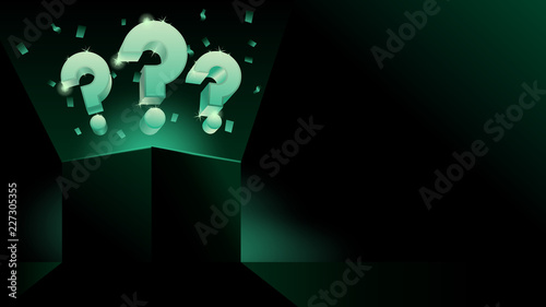 Cuadros en Lienzo glowing mystery gift box with question dark modern style banner or business pres