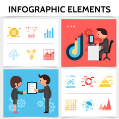 Poster - flat infographic elements square concept
