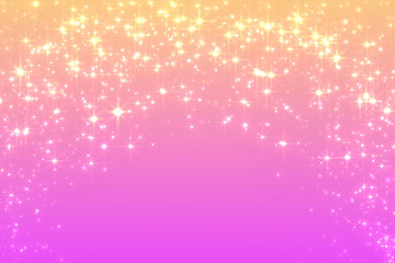 Highly detailed all over texture of an illustration of a circle of glittering stars on a pink gradient background.