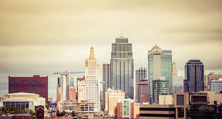 Kansas City skyline retro look 