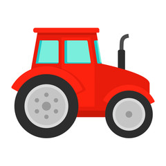 Poster - Red tractor icon. Flat illustration of red tractor vector icon for web design