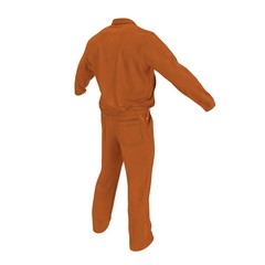 Builder's Orange Long Sleeve Coveralls Isolated On White Background. 3D Illustration