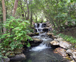 Cascading Rock Water Fall In The Forest