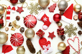 Fototapeta  - Colorful christmas decorations on white background