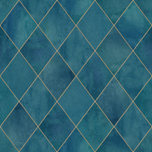 Argyle Geometric Watercolor Art Seamless Pattern Background